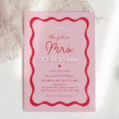 Retro Pink and Red Future Mrs Wavy Vrijgezellenfee Kaart