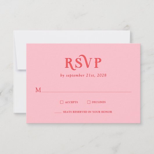 Retro Pink and Red Modern Wedding RSVP Cards (Voorkant)