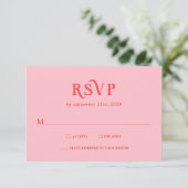Retro Pink and Red Modern Wedding RSVP Cards (Staand voorkant)