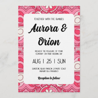 retro pink and red wedding invitation kaart