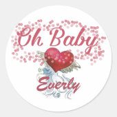 Retro Pink Angel Wings Oh Baby Girly Girl Ronde Sticker (Voorkant)