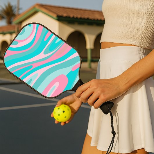 Retro Pink Aqua  Pickleball Paddle