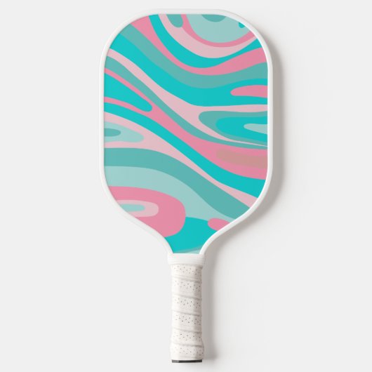 Retro Pink Aqua Pickleball Paddle (Voorkant)