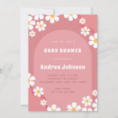 Retro Pink Arch Daisy Floral Girl Baby shower Boho Kaart (Voorkant)