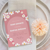 Retro Pink Arch Daisy Floral Girl Baby shower Boho Kaart