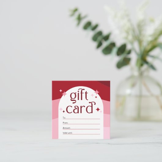 Retro Pink Beauty Salon Spa Logo Cadeau Kaart Vouc Vierkante Visitekaartje (Staand voorkant)