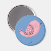 Retro Pink Bird Magneet (Voorkant / Achterkant)