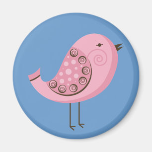 Retro Pink Bird Magneet