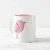 Retro Pink Bird Tweekleurige Koffiemok (Voorkant links)