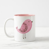 Retro Pink Bird Tweekleurige Koffiemok (Links)