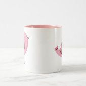 Retro Pink Bird Tweekleurige Koffiemok (Center)