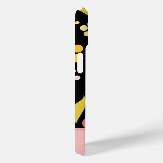 Retro Pink Black Floral Monogrammed Case-Mate iPhone Case (Achterkant / Rechts)