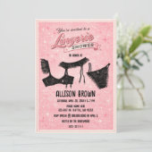 Retro Pink Black Lingerie Shower Bachelorette  Kaart (Staand voorkant)