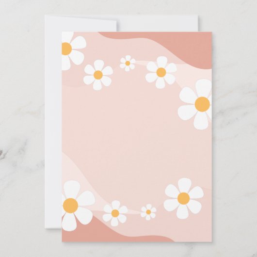 Retro Pink Boho Daisy Floral Script Vrijgezellenfe Kaart (Achterkant)