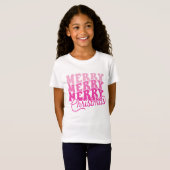 Retro Pink Bold and Monoline Merry Christmas T-shirt (Voorkant volledig)