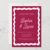 Retro Pink Bold Typography Engagement Party Kaart (Voorkant)