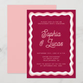 Retro Pink Bold Typography Engagement Party Kaart (Voorkant / Achterkant)
