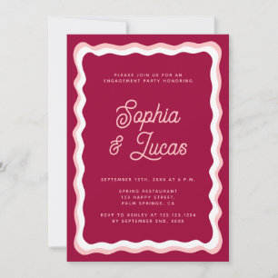 Retro Pink Bold Typography Engagement Party Kaart
