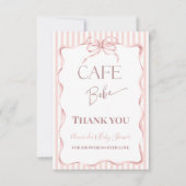 Retro Pink Bow Cafe Bebe Girl Coffee Baby Shower Bedankkaart (Voorkant)