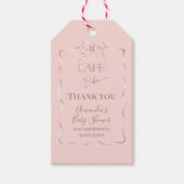 Retro Pink Bow Cafe Bebe Girl Coffee Baby Shower Cadeaulabel (Voorkant)