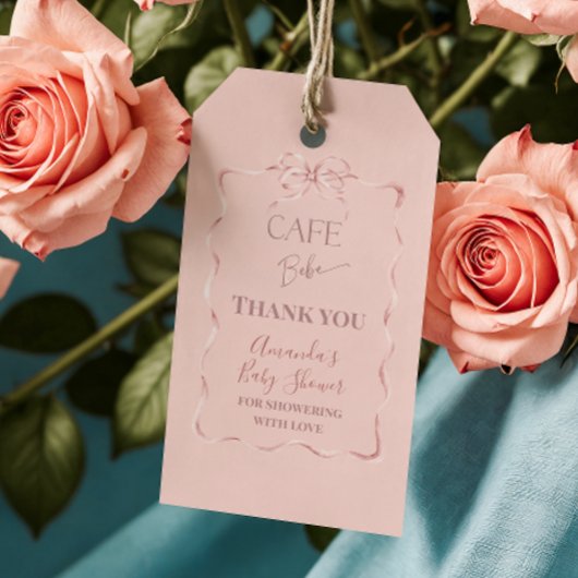Retro Pink Bow Cafe Bebe Girl Coffee Baby Shower Cadeaulabel