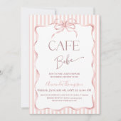 Retro Pink Bow Cafe Bebe Girl Coffee Baby Shower Kaart (Voorkant)