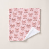Retro Pink Bows Bathroom Towel Set Bad Handdoek (Wasdoekje)