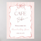 Retro Pink Cafe Bebe Coffee Baby Shower Welcome Poster (Voorkant)