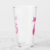 Retro Pink Cat Slinky 50s 60s Art Deco Drink Glas (Links)