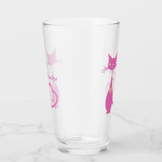 Retro Pink Cat Slinky 50s 60s Art Deco Drink Glas (Rechts)