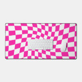 Retro Pink Checked Warped Checkered Bureaumat (Keyboard & Muis)