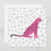 Retro Pink Cheetah Wild Cat Portret Art Feestdagenkaart (Voorkant / Achterkant)
