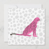 Retro Pink Cheetah Wild Cat Portret Art Feestdagenkaart (Voorkant)