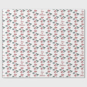 Retro Pink Christmas Bows Personalized Coquette Cadeaupapier (Vlak)