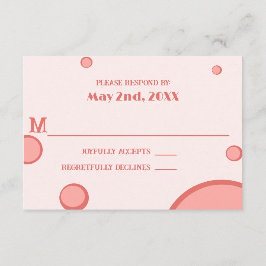 Retro Pink Circles Groovy Wedding RVSP Informatiekaartje (Achterkant)