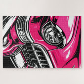 Retro Pink Classic Car Front Pop Art Illustration Legpuzzel (Horizontaal)