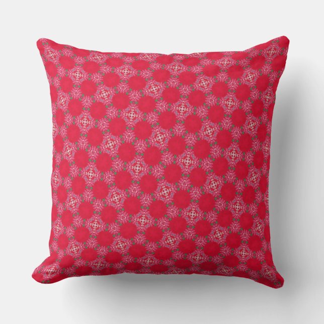 Retro Pink Clover Throw Pillow Kussen (Voorkant)