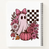 Retro Pink Coquette Ghost Girl with Bow Halloween Notitieboek (Achterkant)