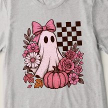 Retro Pink Coquette Ghost Girl with Bow Halloween