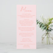 Retro Pink Coral Hand Written Pastel Wedding Menu (Staand voorkant)