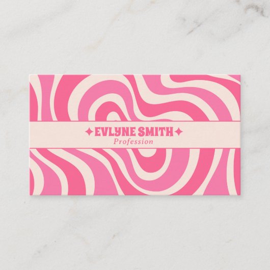 Retro Pink Cream QR Code 70s Boho Groovy Girly Visitekaartje (Voorkant)