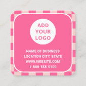 Retro Pink Custom Logo en QR-code Vierkante Visitekaartje (Voorkant)
