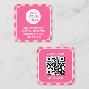 Retro Pink Custom Logo en QR-code Vierkante Visitekaartje
