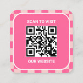 Retro Pink Custom Logo en QR-code Vierkante Visitekaartje (Achterkant)