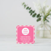Retro Pink Custom Logo en QR-code Vierkante Visitekaartje (Staand voorkant)