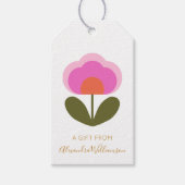 Retro Pink Cute Flower Personalized From Name Cadeaulabel (Voorkant)