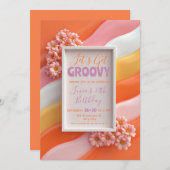 Retro Pink Daisy and Orange Gummy Waves Birthday Kaart (Voorkant / Achterkant)