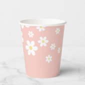 Retro Pink Daisy Birthday Papieren Bekers (Achterkant)