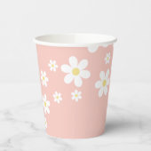 Retro Pink Daisy Birthday Papieren Bekers (Links)