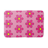 Retro Pink Daisy Cute Summer Bathroom Rug Bath Mat (Voorkant)